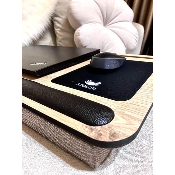 Supply Safir Laptop Stand with Cushion, Lap Desk with Mouse Pad, Laptop Tray Pillow, Bed Tray with Phone Compartments, Wrist Supported, Freelancer Gift
