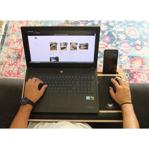 Supply Safir Laptop Stand with Cushion, Lap Desk with Mouse Pad, Laptop Tray Pillow, Bed Tray with Phone Compartments, Wrist Supported, Freelancer Gift