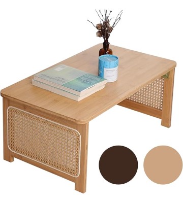 Foldable Lap Desk Japanese Folding Table for Floor Sitting Bamboo Desk Bed Eating Tray Reading Desk Outdoor Portable Foldable Tea Low Folding Table Work from Home Rest Study(Walnut,31.5*18.9*12.2 in)
