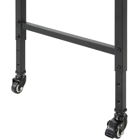 Overbed Table with Wheels, Mobile Bed Desk with Metal Leg, 72" W Queen Size Rolling Desk Adjustable Height, Standing Workstation Laptop Desk, Portable Desk, Brown