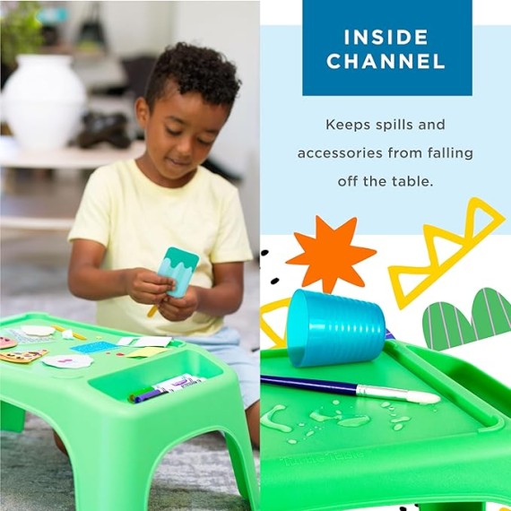Turtle Table Kids Activity Lap Desk Tray with Storage Wells for Snacks, Play, Classroom and Sensory Toys - Green - Style No. 20101 (Pack of 5)