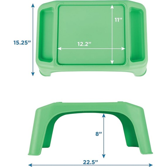 Turtle Table Kids Activity Lap Desk Tray with Storage Wells for Snacks, Play, Classroom and Sensory Toys - Green - Style No. 20101 (Pack of 5)
