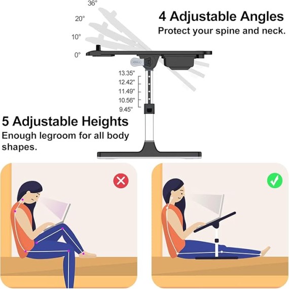 Home Office Lap Desks, X-Large Adujustable Laptop Bed Desk and Portable Laptop Lap Desk for Writing Working Reading Eating