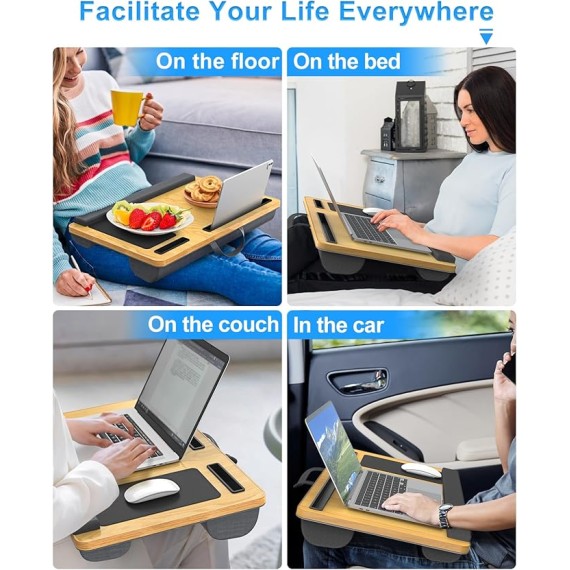 Home Office Lap Desks, Adujustable Laptop Bed Desk and Portable Laptop Lap Desk for Writing Working Reading Eating