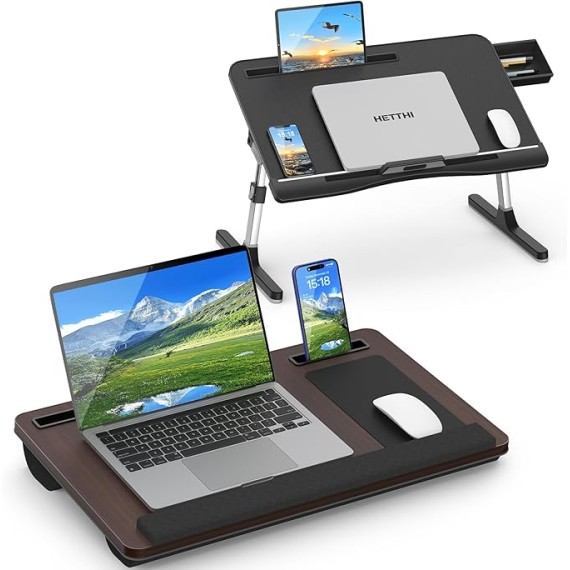 Home Office Lap Desks, Adujustable Laptop Bed Table and Portable Lap Desk for Laptop for Writing Working Reading Eating