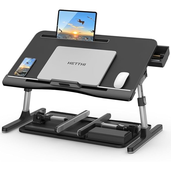 Home Office Lap Desks, Adujustable Laptop Bed Table and Portable Lap Desk for Laptop for Writing Working Reading Eating