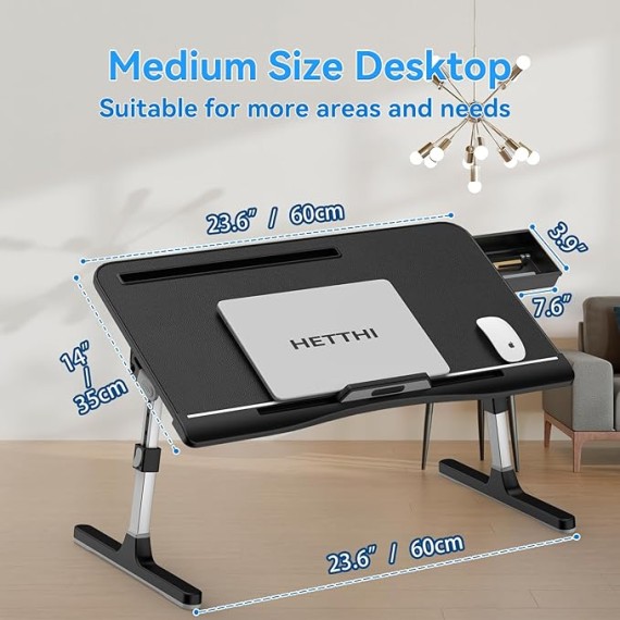 Home Office Lap Desks, Adujustable Laptop Bed Table and Portable Lap Desk for Laptop for Writing Working Reading Eating