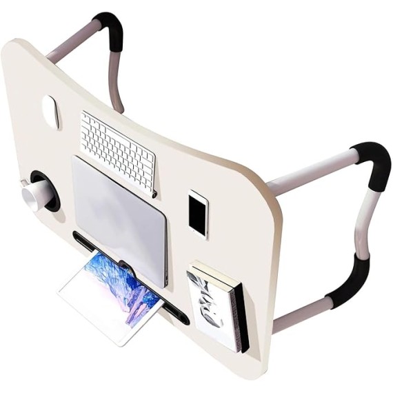 Laptop Desk Folding Lap Desk Laptop Stand Bed Laptop Bed Desk Lap Desk Foldable Bed Table Lap Tablet Desk for Household Bedroom (White Wood Cup Holder)