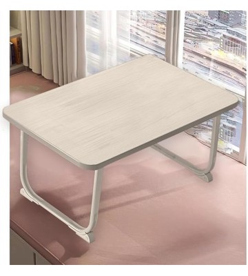 Laptop Desk for Bed, Wooden Lap Tray with Folding Metal Legs, Portable Lap Standing Table for Study, Anti-Slip Breakfast Tray, Notebook Stand Reading Holder for Home Couch Sofa Workstation (White)