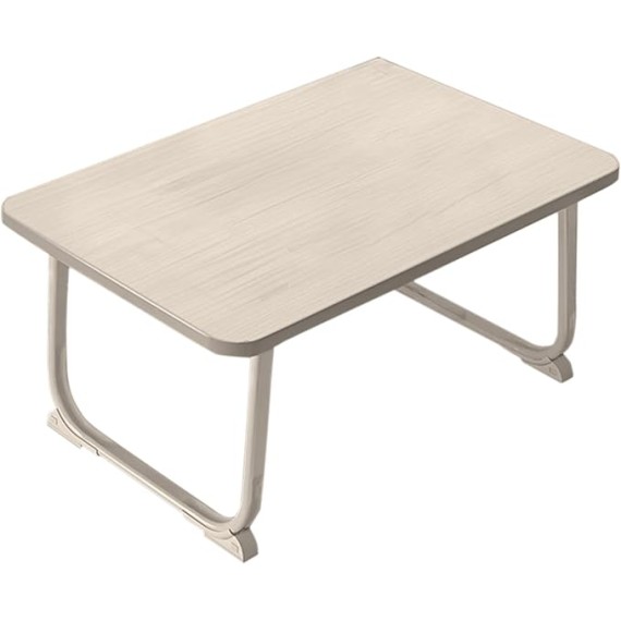 Laptop Desk for Bed, Wooden Lap Tray with Folding Metal Legs, Portable Lap Standing Table for Study, Anti-Slip Breakfast Tray, Notebook Stand Reading Holder for Home Couch Sofa Workstation (White)