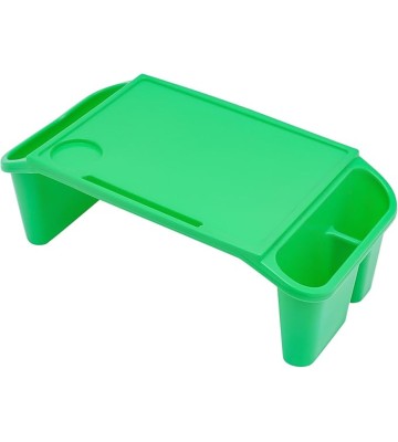 12 Pcs Portable Lap Desk, Kids Lap Desk Tray, with Storage Slots, Plastic Breakfast Laptop Trays with Side Pockets, Portable Lap Bed Table, for School, Holiday Activities, Kindergarten (Green)