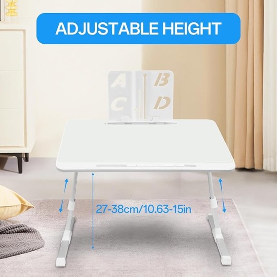 Lap Desk for Bed,Laptop Stand Lap Desk Tablet Tray Table Bed Desk - Laptop Bed Stand Reading Holder with Drawer & Bookshelf Bed Table for Working, Reading, Eating