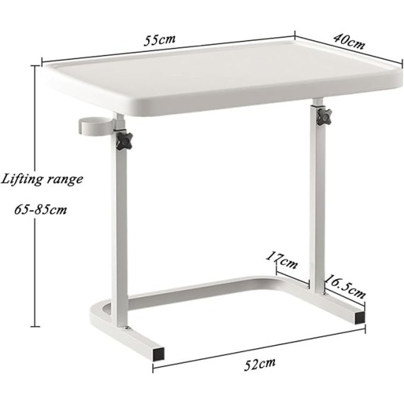 Couch Table Tray, Folding Sofa Bedside Table, Stowaway Laptop Desk, Portable Bed Dinner Tray - Height Adjustable TV Table with Cup Holder