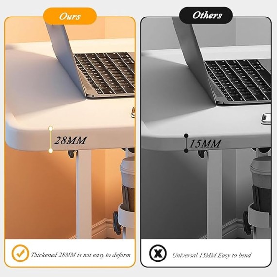Couch Table Tray, Folding Sofa Bedside Table, Stowaway Laptop Desk, Portable Bed Dinner Tray - Height Adjustable TV Table with Cup Holder