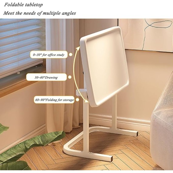 Couch Table Tray, Folding Sofa Bedside Table, Stowaway Laptop Desk, Portable Bed Dinner Tray - Height Adjustable TV Table with Cup Holder