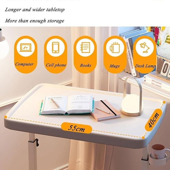 Couch Table Tray, Folding Sofa Bedside Table, Stowaway Laptop Desk, Portable Bed Dinner Tray - Height Adjustable TV Table with Cup Holder