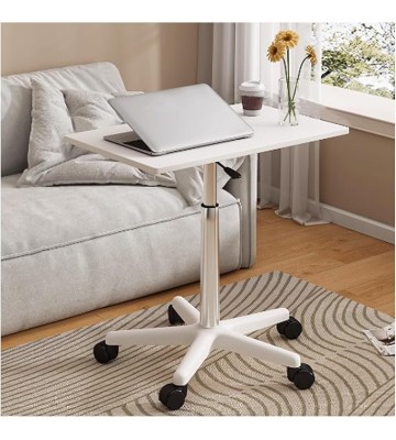 Side Table，Sofa End Table，360°Swivel Couch Side Table，Over Bed Table Adjustable Height, Sofa Table，Large Storage Space, Easy to Move, and Stable Structure.(White,59-80CM/23.2-31.5in)