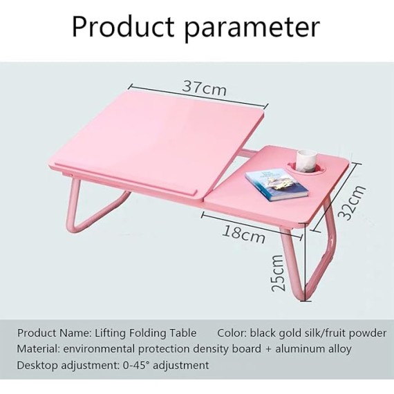 Foldable Laptop Desk Stand Tray Table for Bed/Couch/Sofa/Floor Light Walnut 21 x 12 x 10 Inches Portable and Adjustable Height Ideal for Watching Movies and Working from Home (Pink)
