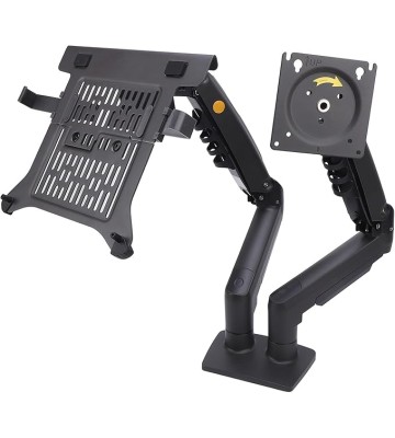 Monitor and Laptop Mount, Adjustable 2 in 1 Combo Mount for 17-30in Display and 10-17in Laptop, Single Arm Holds 19.8lbs