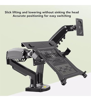 Monitor and Laptop Mount, Adjustable 2 in 1 Combo Mount for 17-30in Display and 10-17in Laptop, Single Arm Holds 19.8lbs