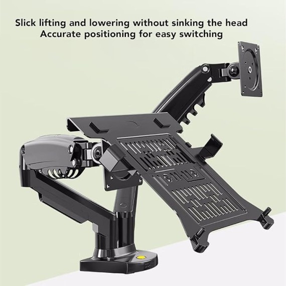 Monitor and Laptop Mount, Adjustable 2 in 1 Combo Mount for 17-30in Display and 10-17in Laptop, Single Arm Holds 19.8lbs