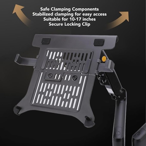 Monitor and Laptop Mount, Adjustable 2 in 1 Combo Mount for 17-30in Display and 10-17in Laptop, Single Arm Holds 19.8lbs