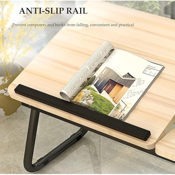 Foldable Laptop Desk Stand Tray Table for Bed/Couch/Sofa/Floor Light Walnut 21 x 12 x 10 Inches Portable and Adjustable Height Ideal for Watching Movies and Working from Home (Black)