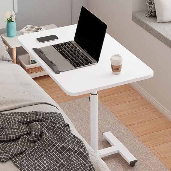 Overbed Table Height Adjustable Laptop Stand for Bed - Hospital Over Bed Desk with Standing Desk Feature, Suitable for Varying Bed Heights
