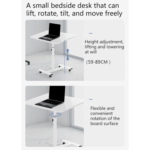 Overbed Table Height Adjustable Laptop Stand for Bed - Hospital Over Bed Desk with Standing Desk Feature, Suitable for Varying Bed Heights