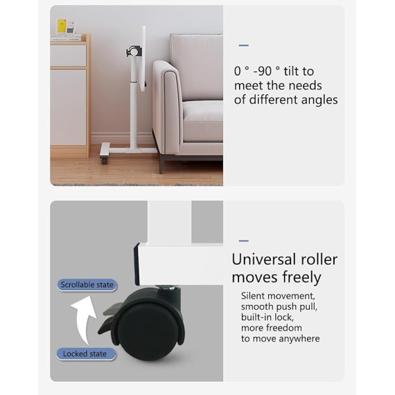 Overbed Table Height Adjustable Laptop Stand for Bed - Hospital Over Bed Desk with Standing Desk Feature, Suitable for Varying Bed Heights